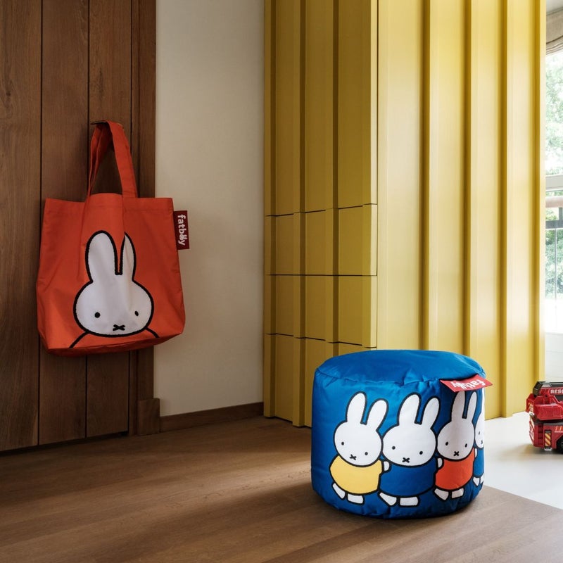 Fatboy Point Pouf (Small) x Miffy | Multifunctional Use as a seat, footrest, or side table | Designed for indoor use | EPS bead filling | Lightweight and easy to move | 50 × 35 cm - Blue - Image 4